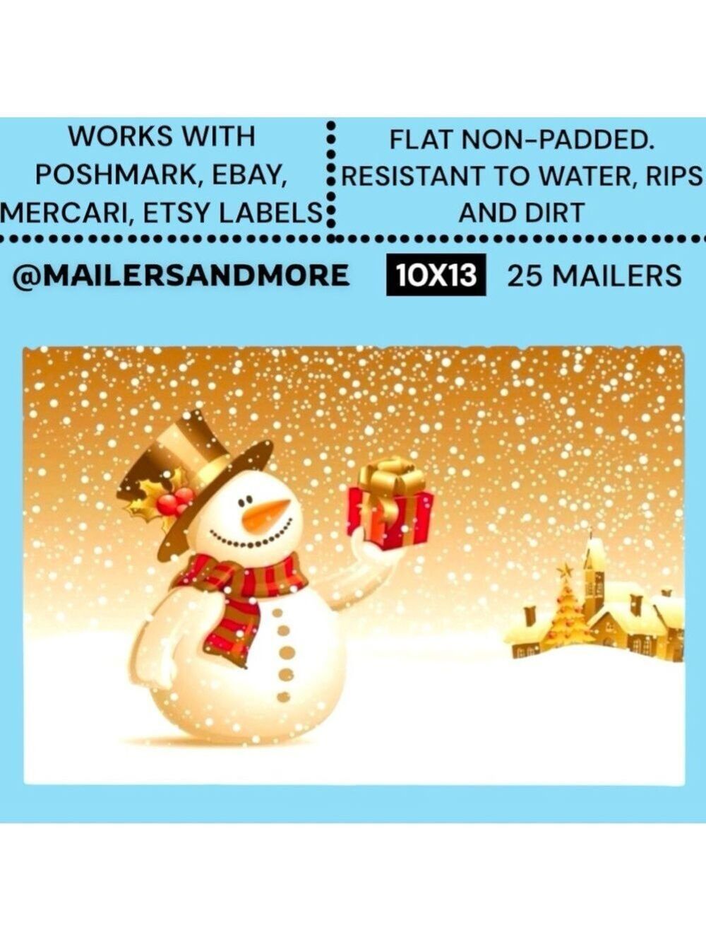 25 10X13 Poly Mailers Snowman Christmas Shipping Envelopes PRICE IS FIRM - Picture 2 of 8